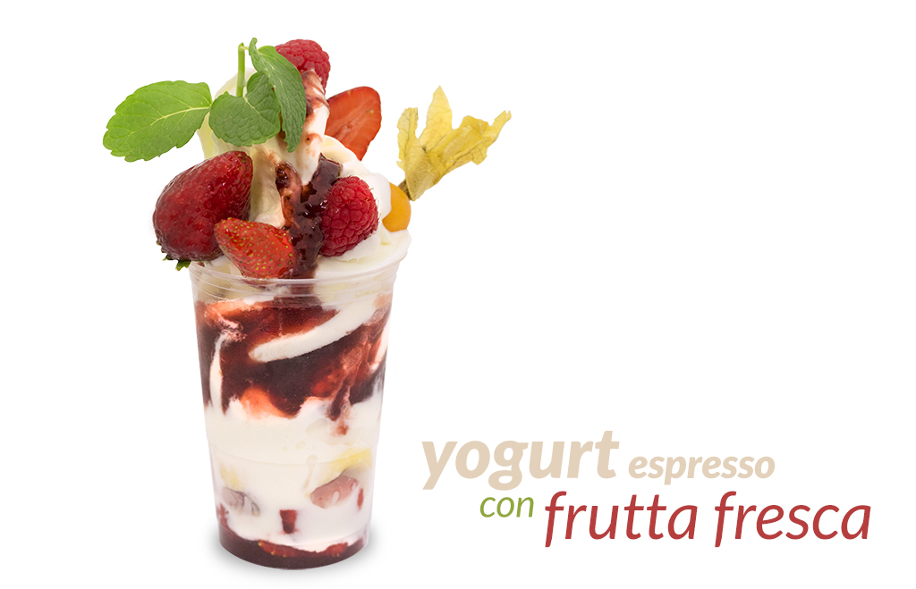 Helado Yogurt espresso con frutta fresca en Barcelona